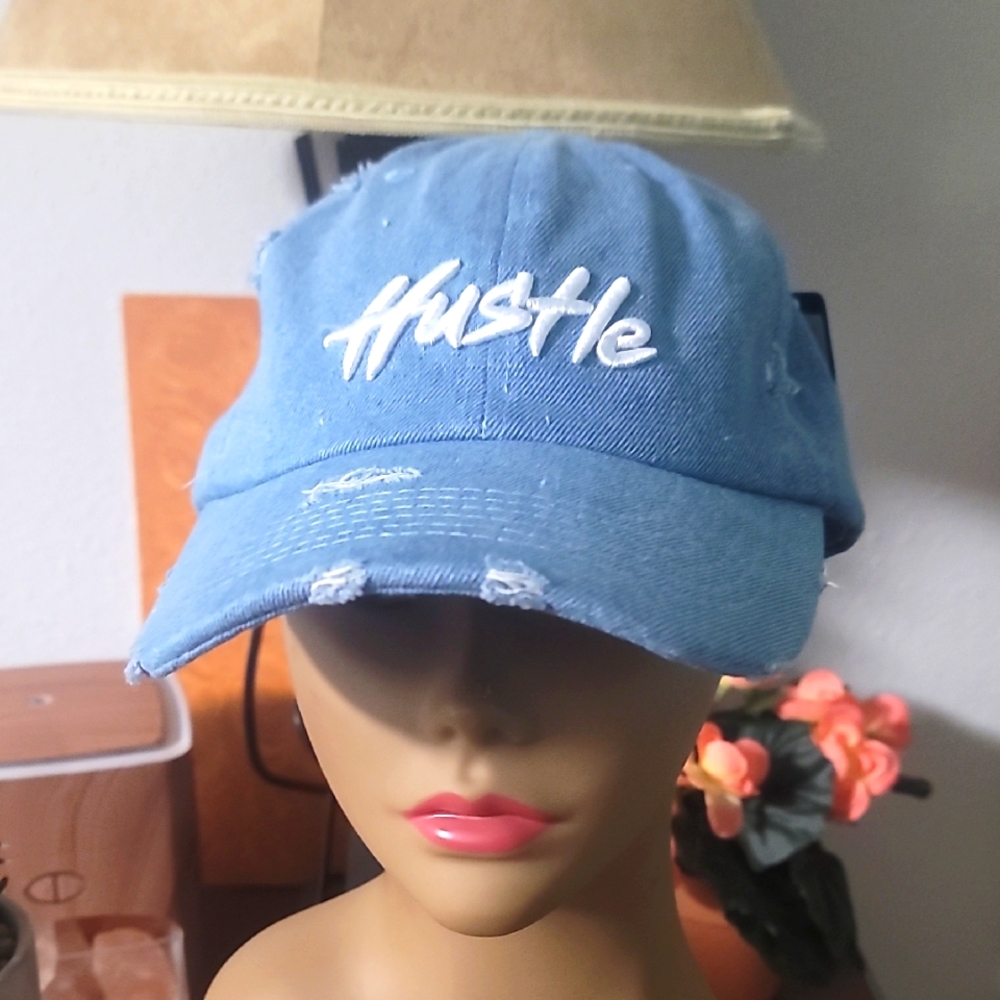 "Hustle" Vintage Distressed Hat Cotton Adjustable